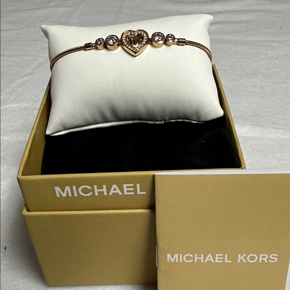 Michael Kors Two-Tone Heart Bracelet in box